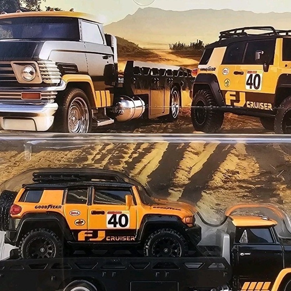 Hot Wheels Premium Team Transport Toyota FJ Cruiser Horizon Hauler Yellow Black - Picture 2 of 4